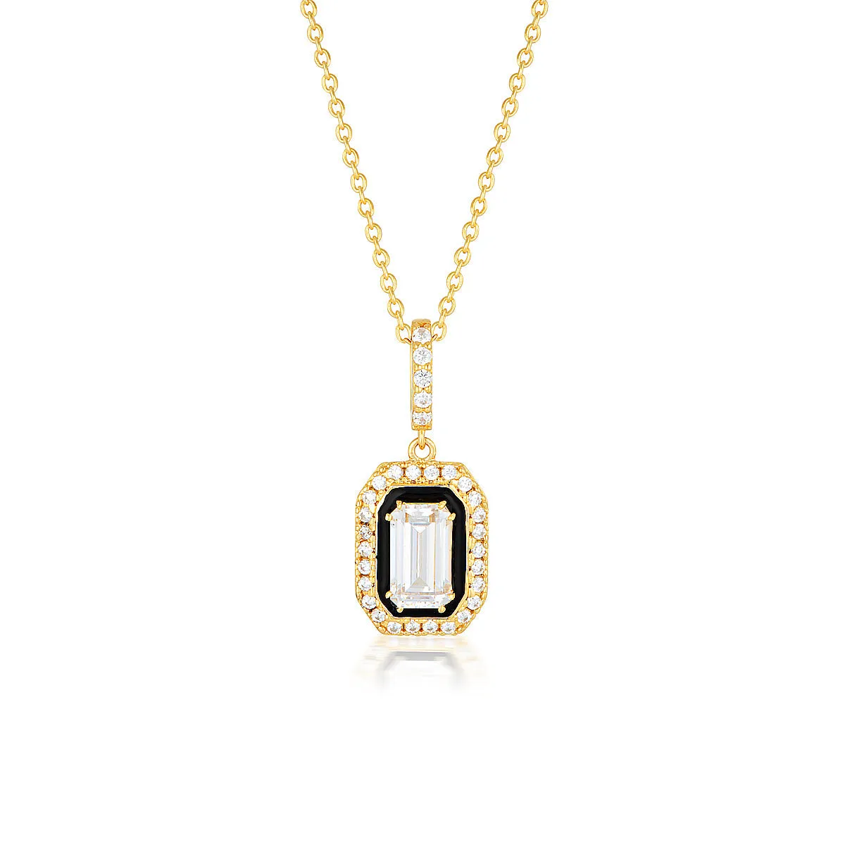 GEORGINI REFLECTION RETROSPECT PENDANT GOLD & BLACK ENAMEL