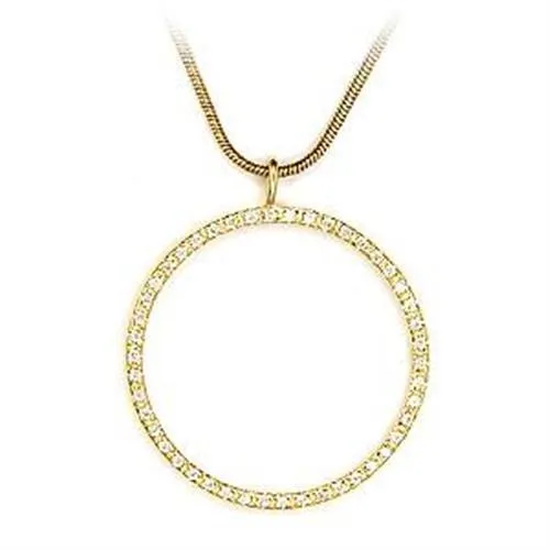 Gold 925 Sterling Silver Pendant with AAA Grade CZ in Clear for Women Clear Stone Color Style LOA485 Size One Size