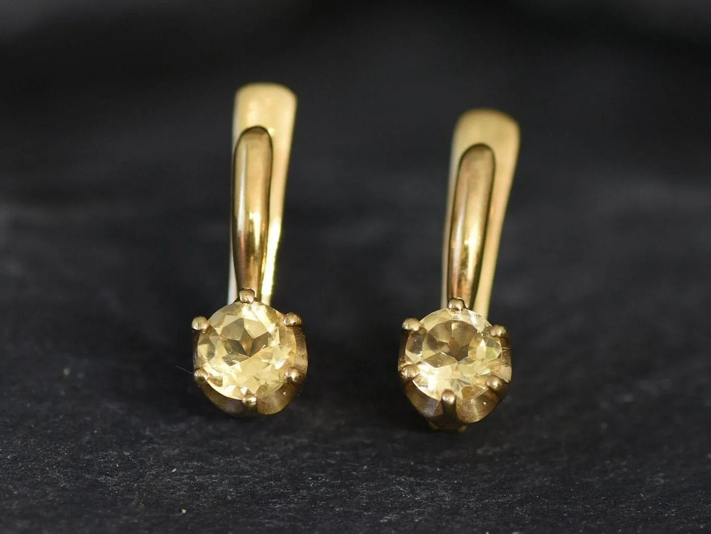 Gold Citrine Studs - Natural Citrine Earrings, Yellow Drop Earrings