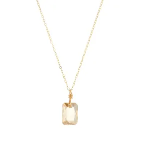 Gold Filled 11mm Golden Shadow emerald cut Crystal Element Pendant Necklace