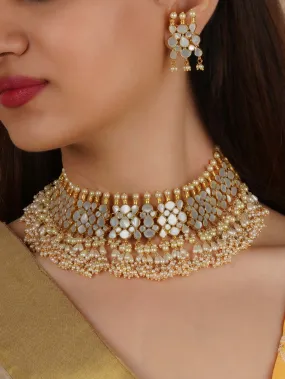 Gold Plated Jadau Kundan Necklace Set - MS2239