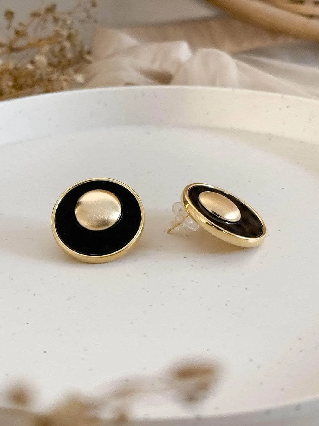 Golden Orbit Noir Earrings