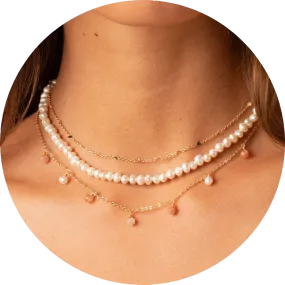 Golden Pearl Dewdrop   Circles in the Sand Necklace Stack