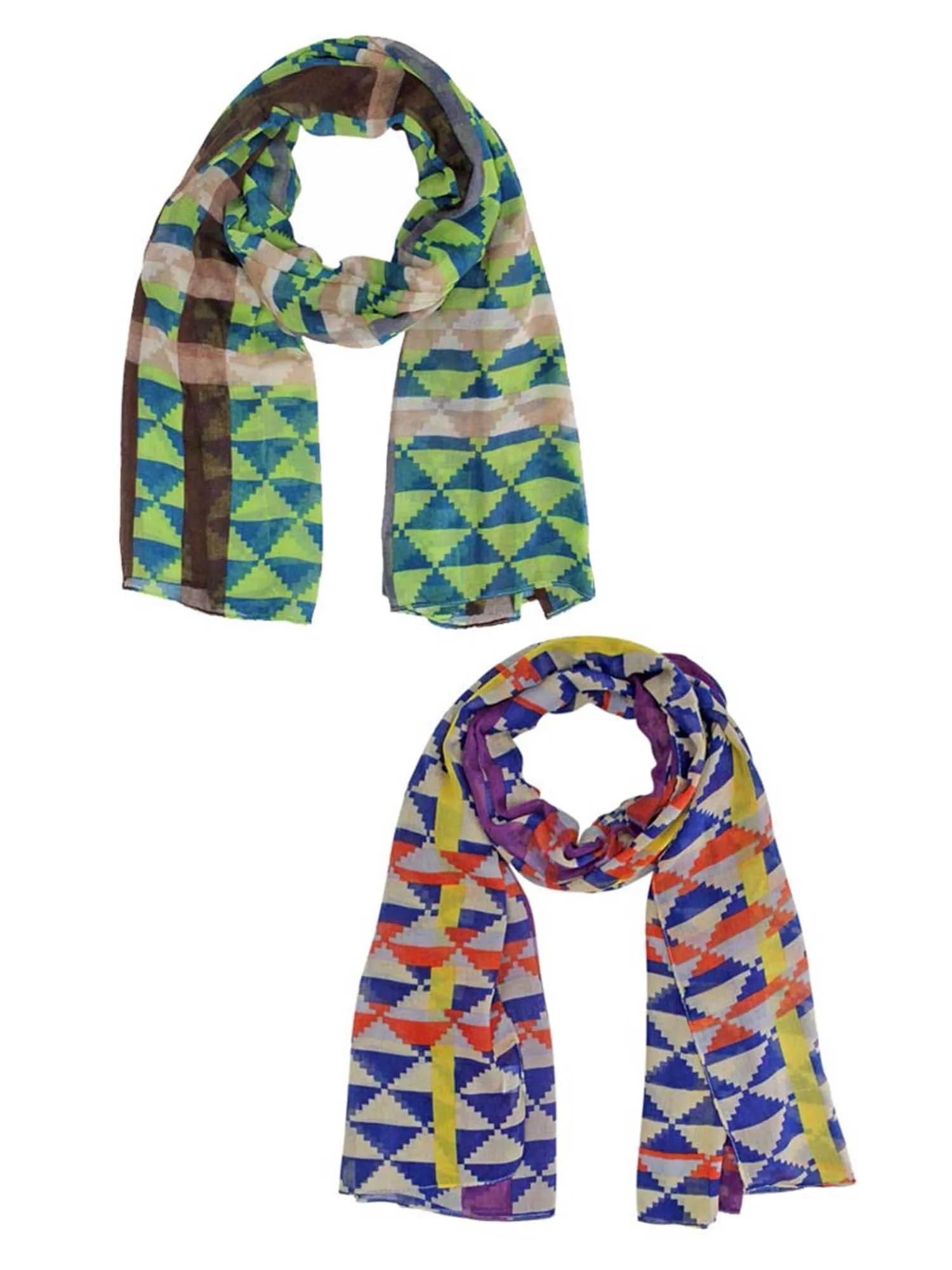 Green & Blue Multicolor Summer Scarf 2-Pack Set