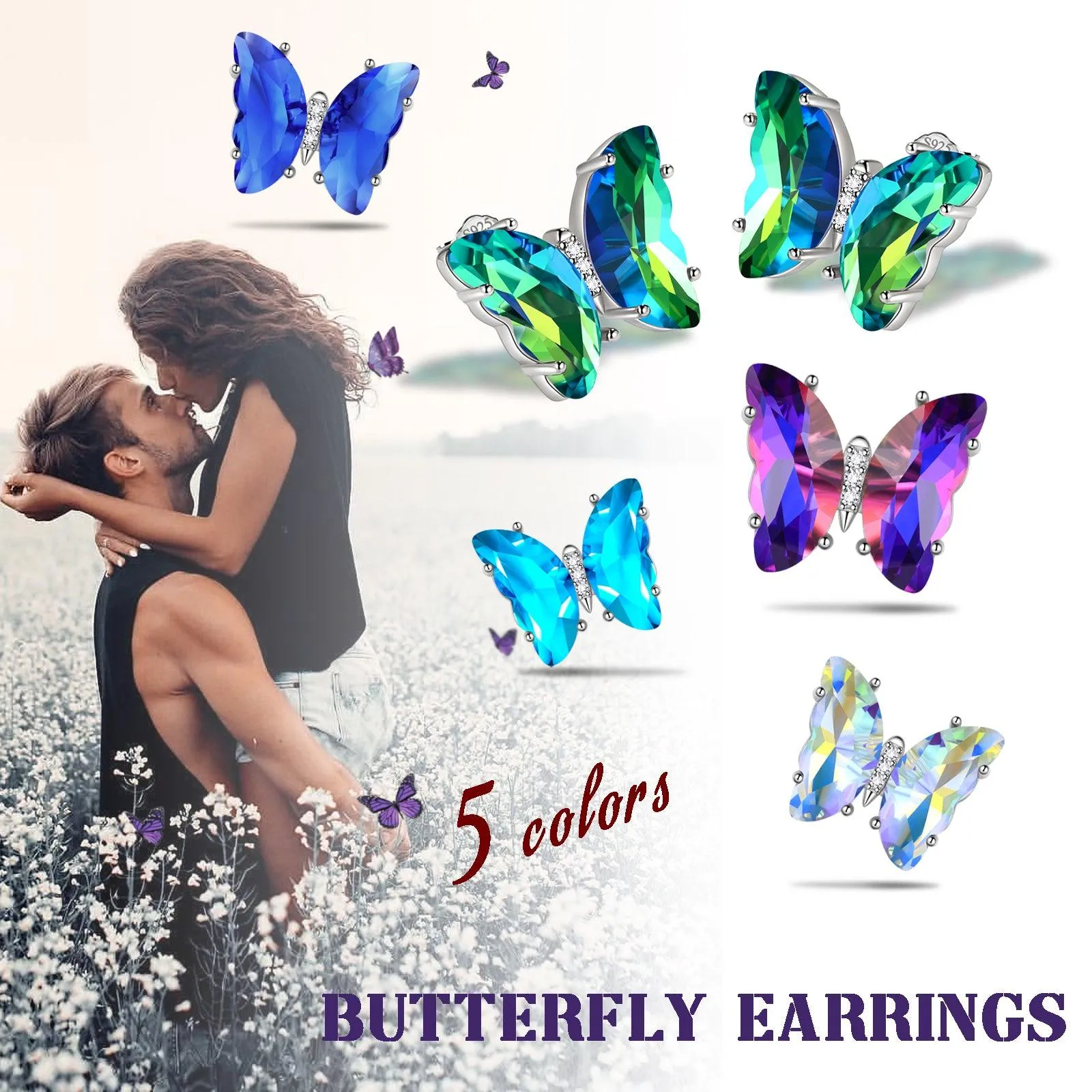 Green Butterfly Earrings May Emerald Birthstone Women Girls Jewelry Birthday Gift