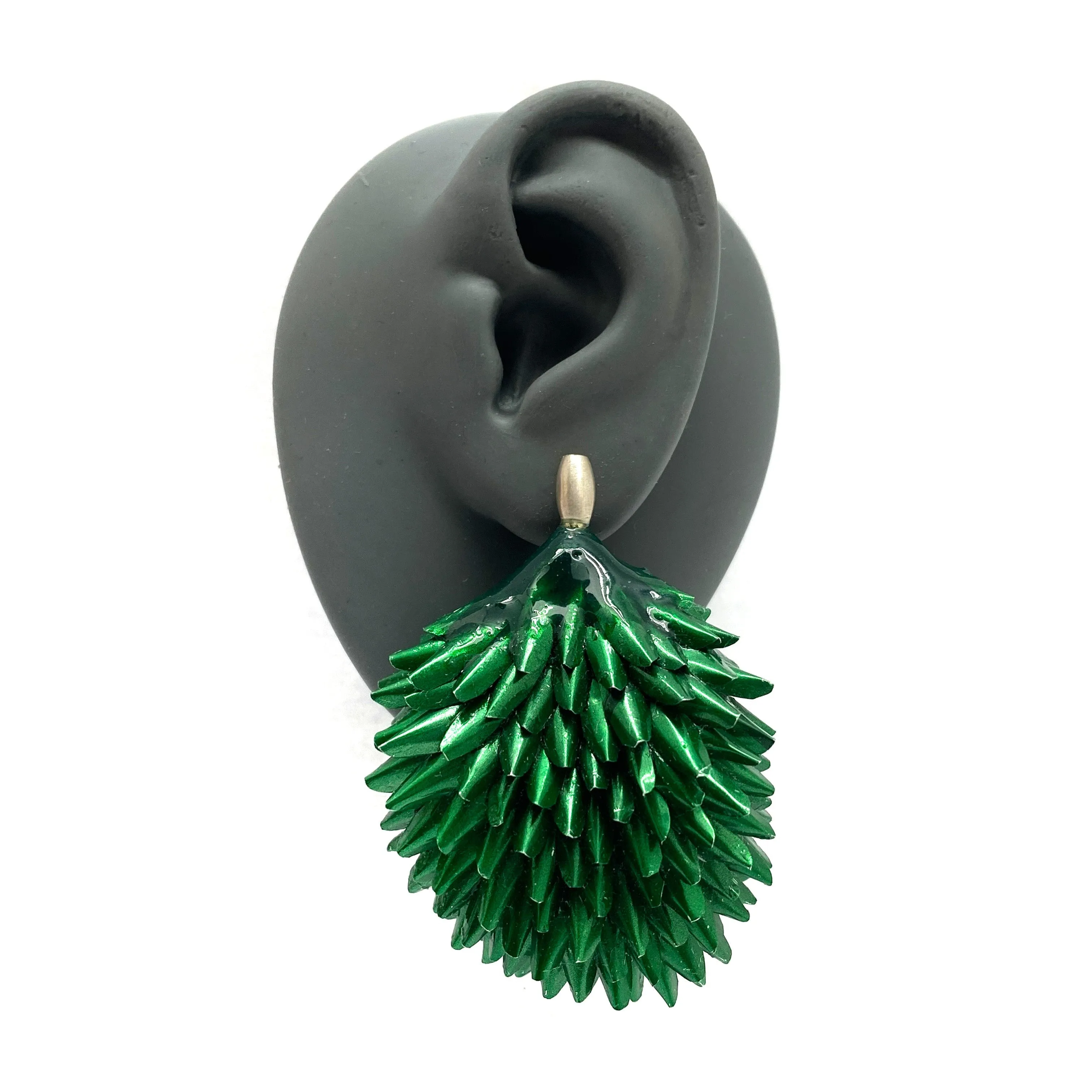 Green Layered Aluminum Earrings