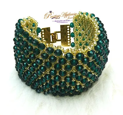 Green Mixed with Gold Bracelet and Earring Beads Jewellery Set for Ladies