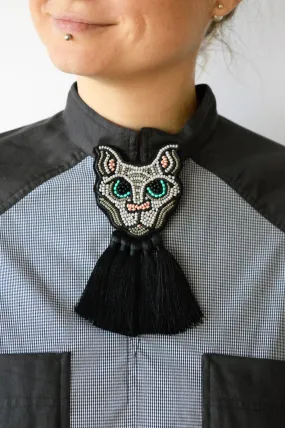 Grey Cat Statement Brooch