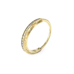 Guess Stainless Steel Gold Plated Half Round Pave Bangle