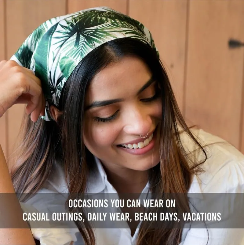 Hair Drama Co Tropical Headscarf with elastic - Green