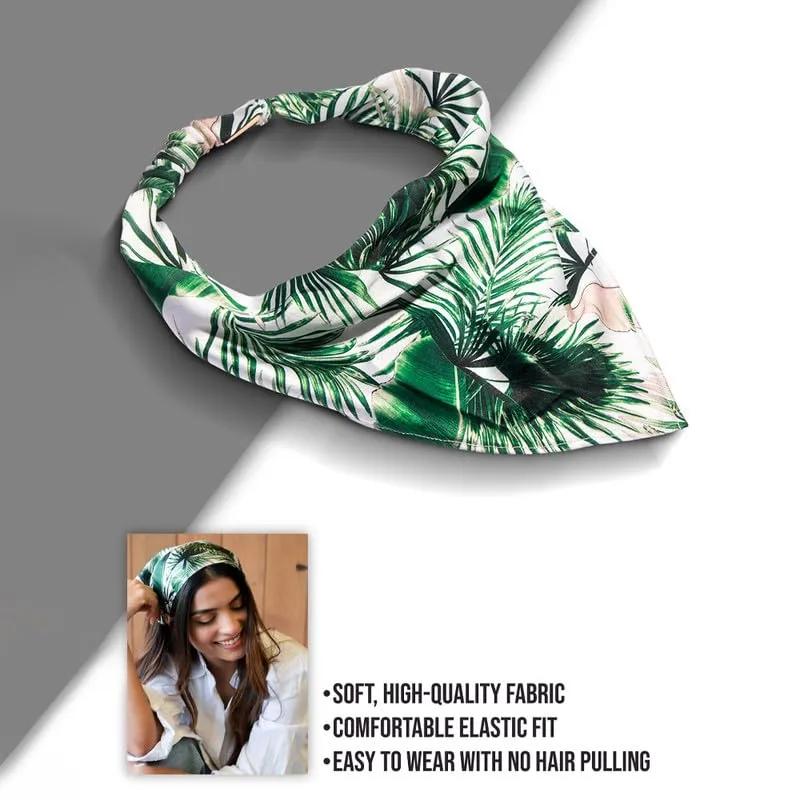 Hair Drama Co Tropical Headscarf with elastic - Green