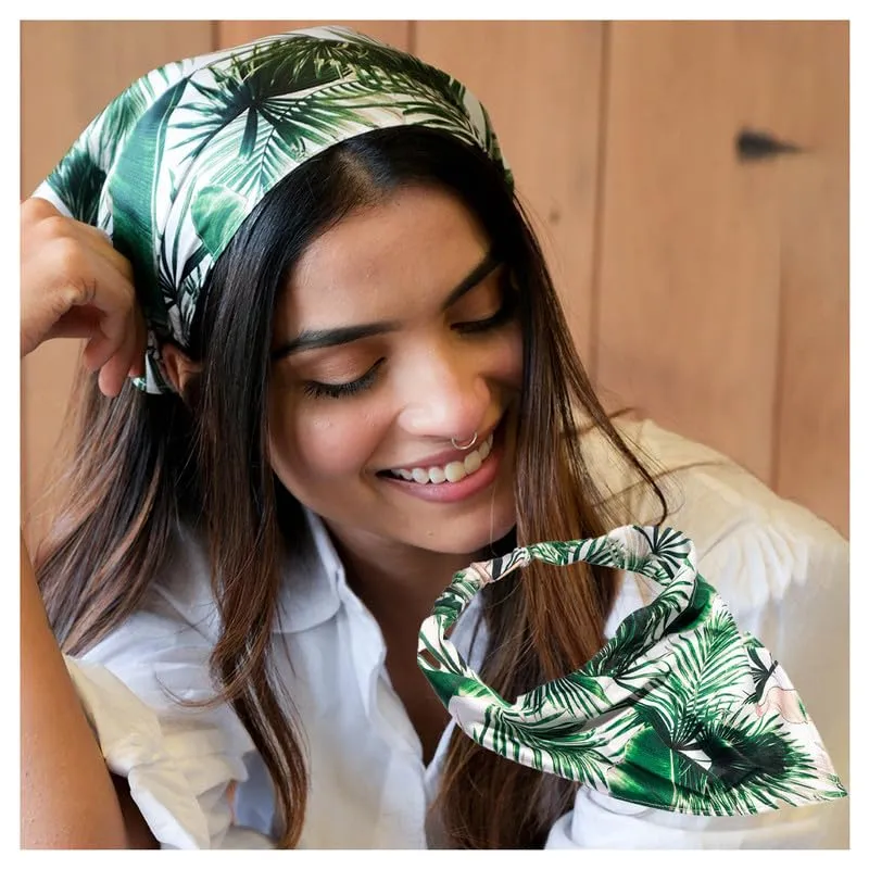 Hair Drama Co Tropical Headscarf with elastic - Green