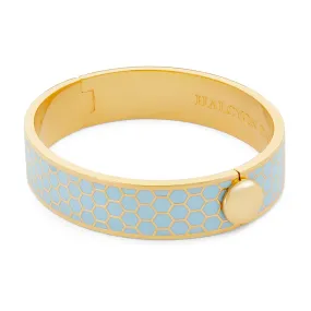 HALCYON DAYS 18K YELLOW GOLD PLATED 13MM HONEYCOMB FORGET-ME-NOT ENAMEL BANGLE BRACELET