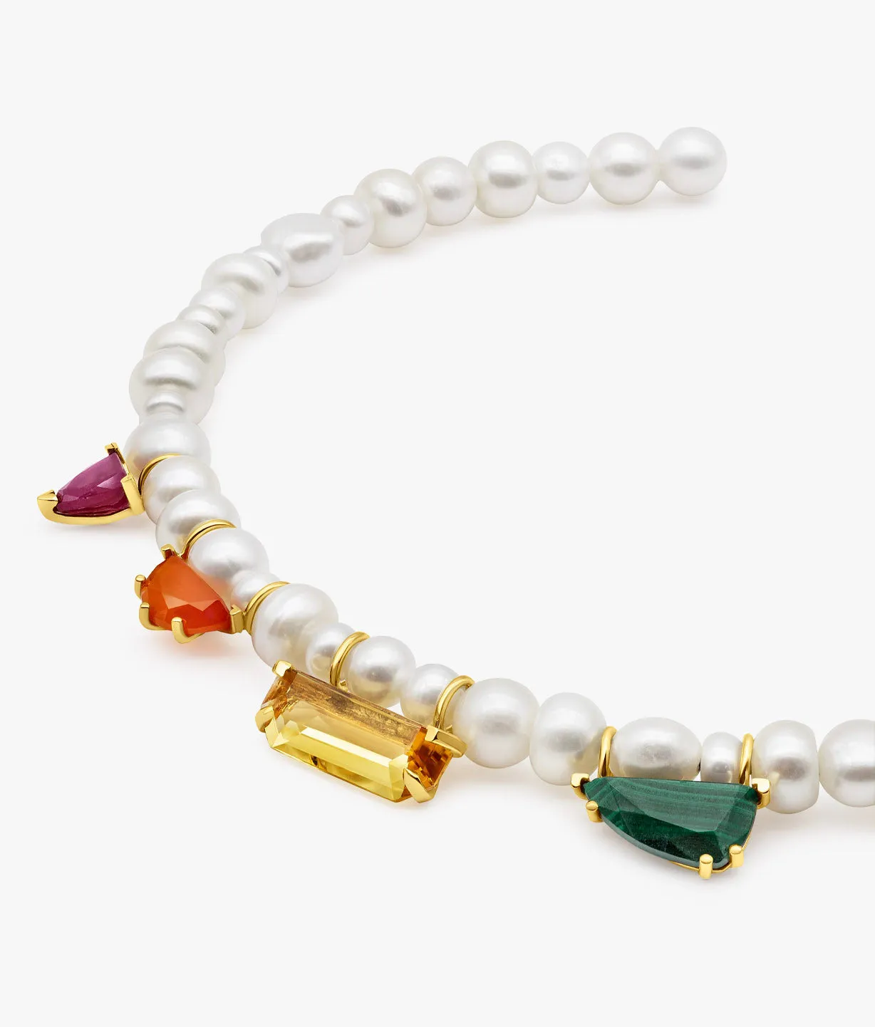 Half Cut Gems Choker with Pearls