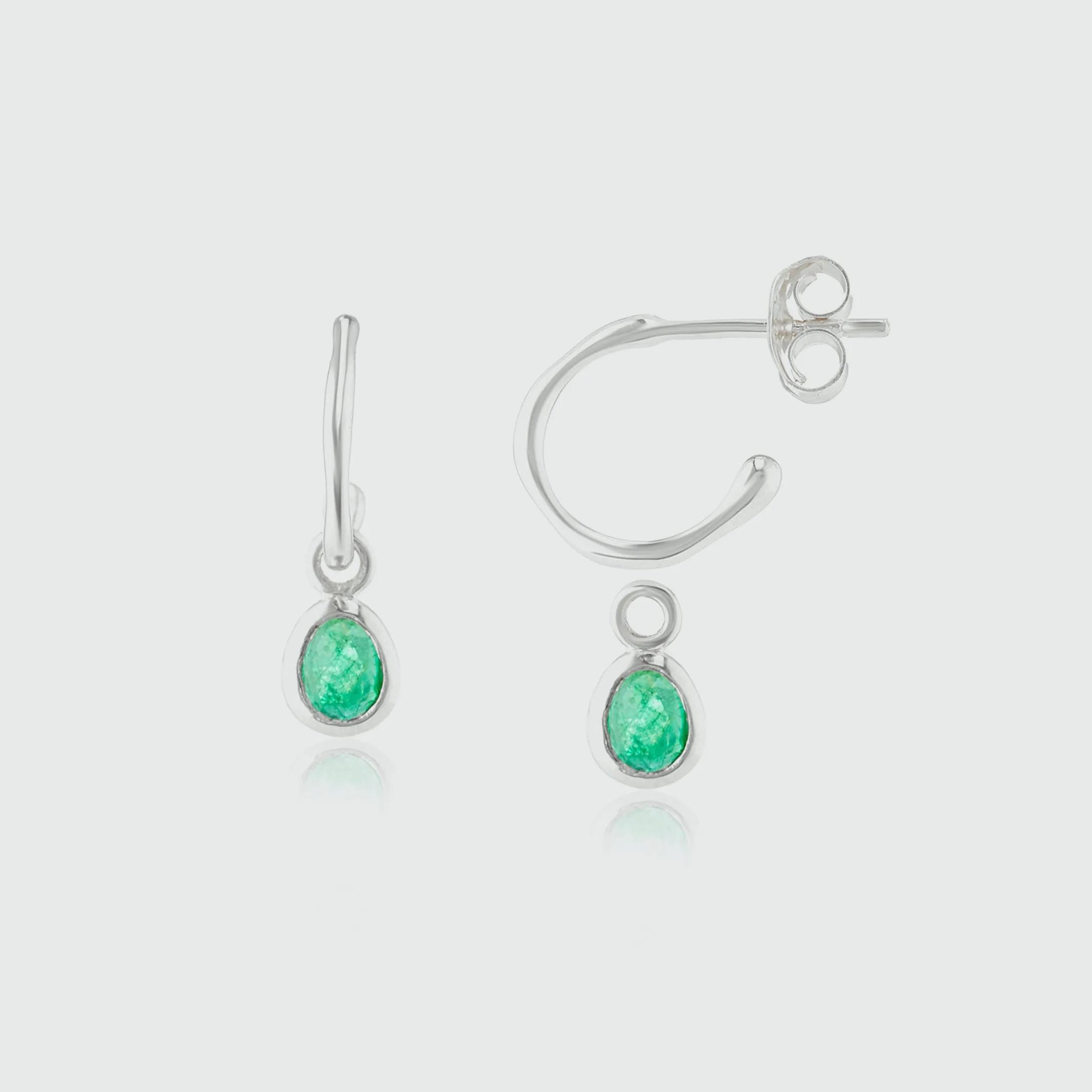 Hampton Emerald & Silver Interchangeable Gemstone Drops