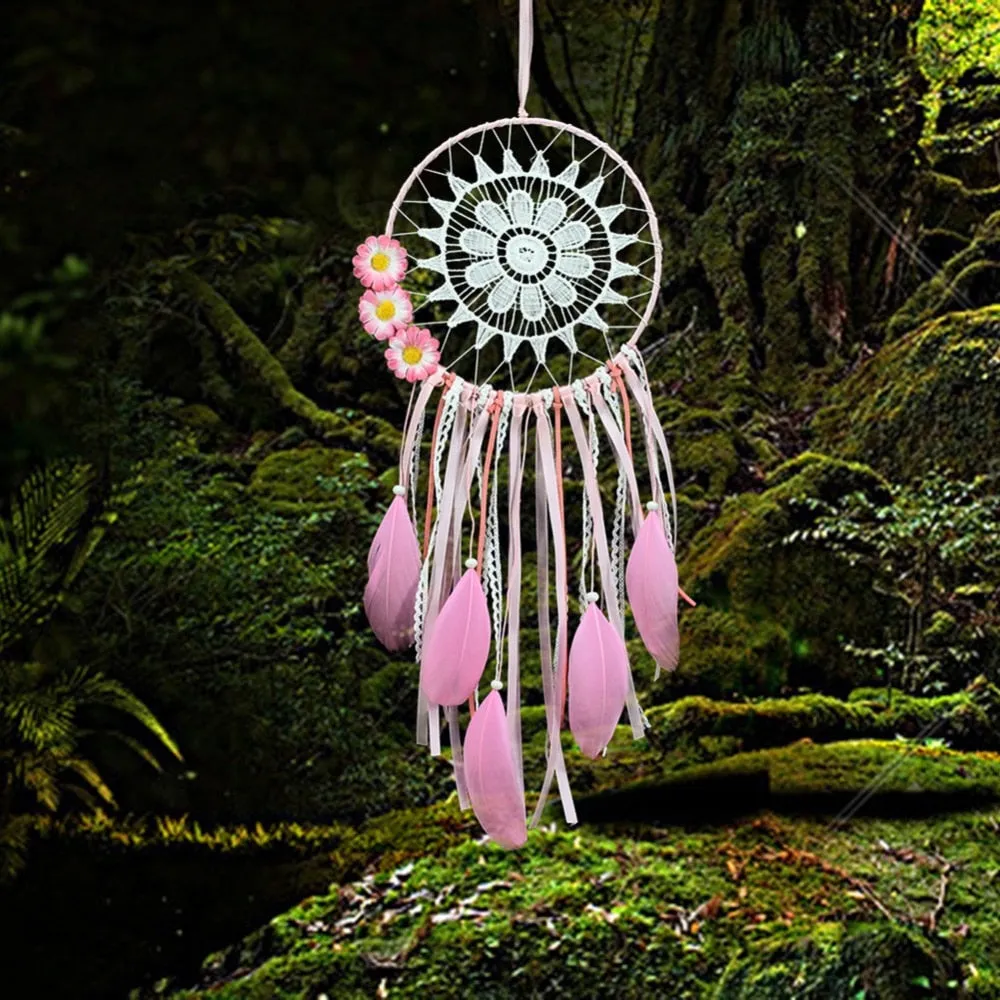 Handmade Dream Catchers Hanging White Lace Flower