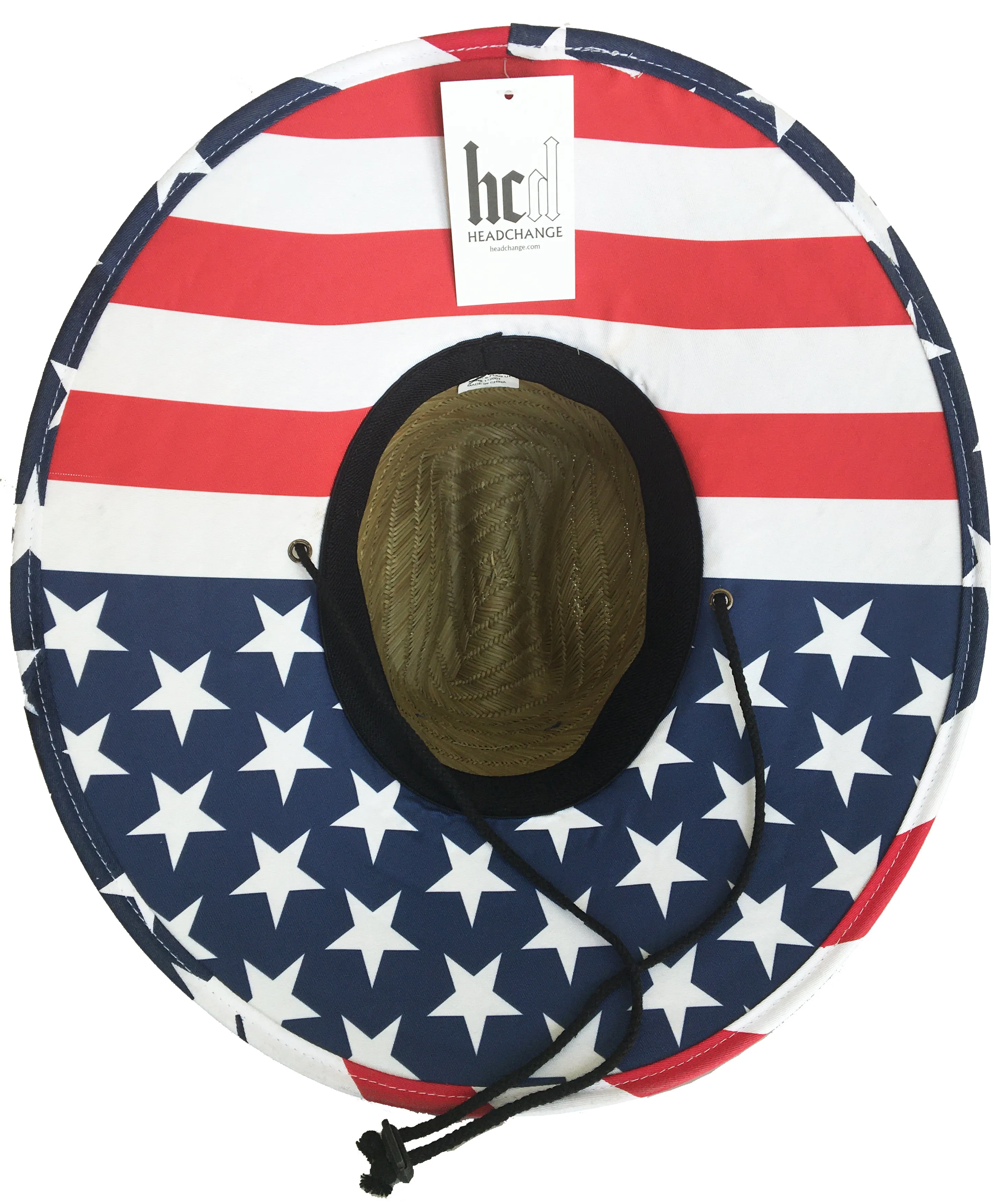 Headchange Wide Brim Straw Lifeguard Hat American Flag