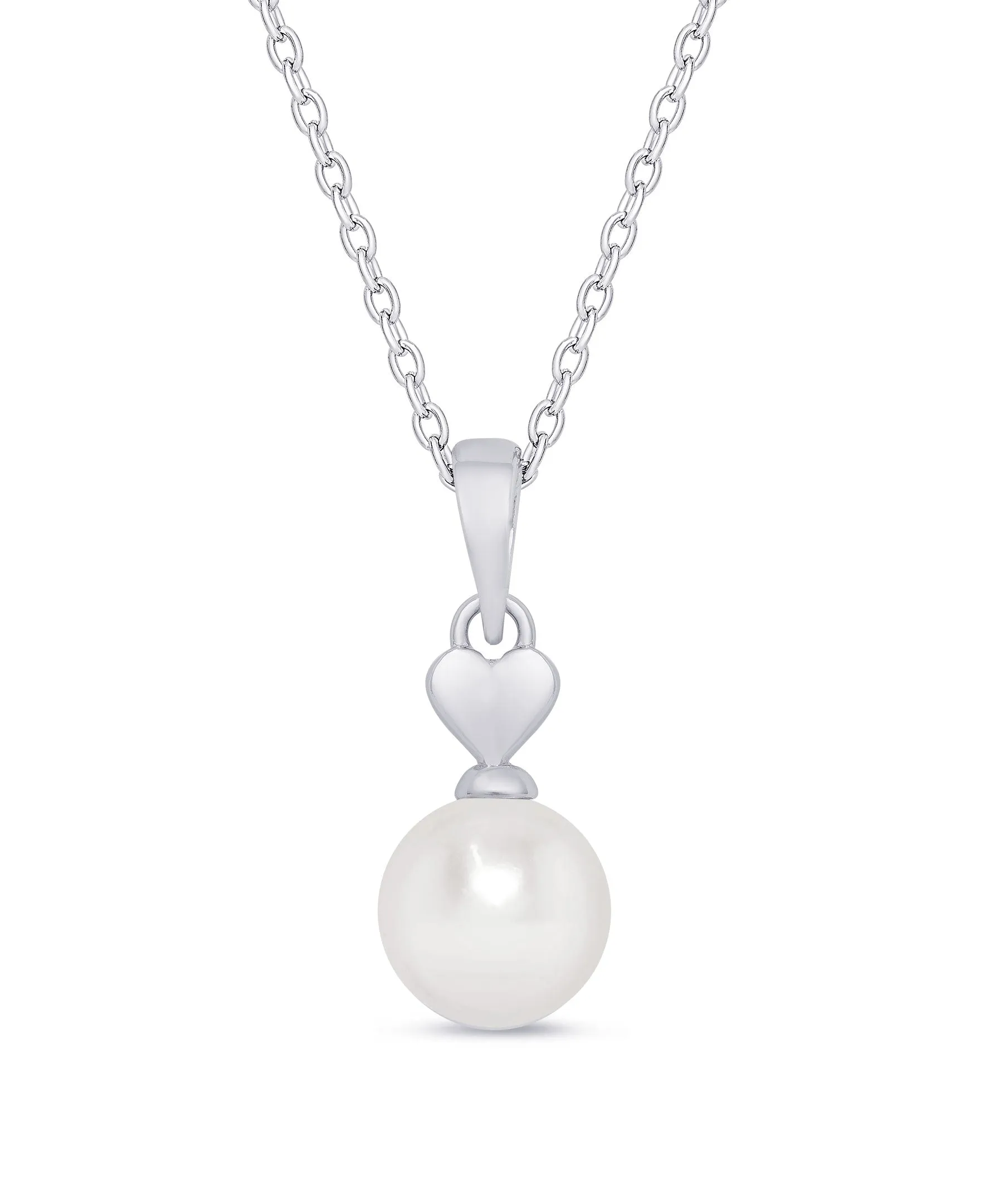 Heart & Freshwater Pearl Pendant in Sterling Silver