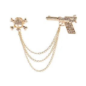 Hi-Tie Brooch Alloy Rhinestone Metal Skull Lapel Pin