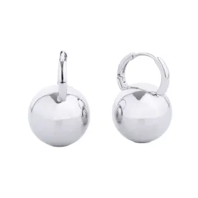 Hoop White Gold Small Ball Huggie Earrings Women