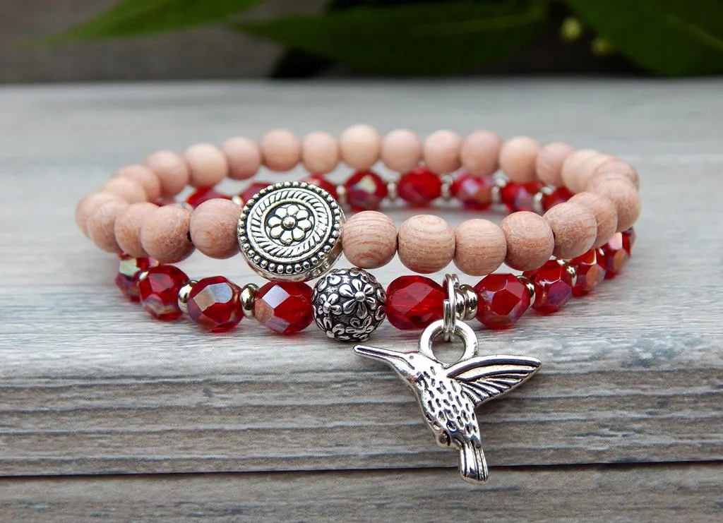 Hummingbird Bracelet - Nature Jewelry with Rosewood