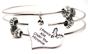 I French Kiss Under The Mistletoe Triple Style Expandable Bangle Bracelet