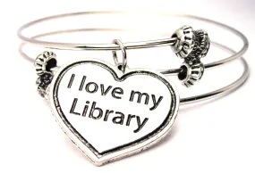 I Love My Library Triple Style Expandable Bangle Bracelet