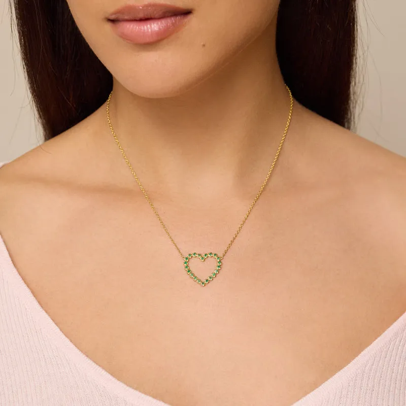 Illusion Set Emerald Open Heart Necklace