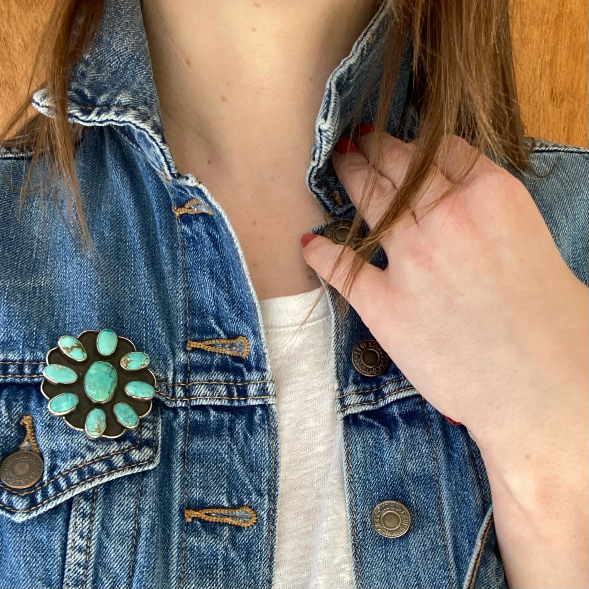 Incredible Vintage Turquoise Brooch in Sterling Silver