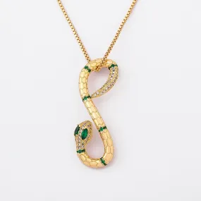 Infinity Snake Pendant Created Emerald Eyes