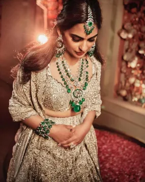 Isha Ambani Inspired Long Emerald Necklace