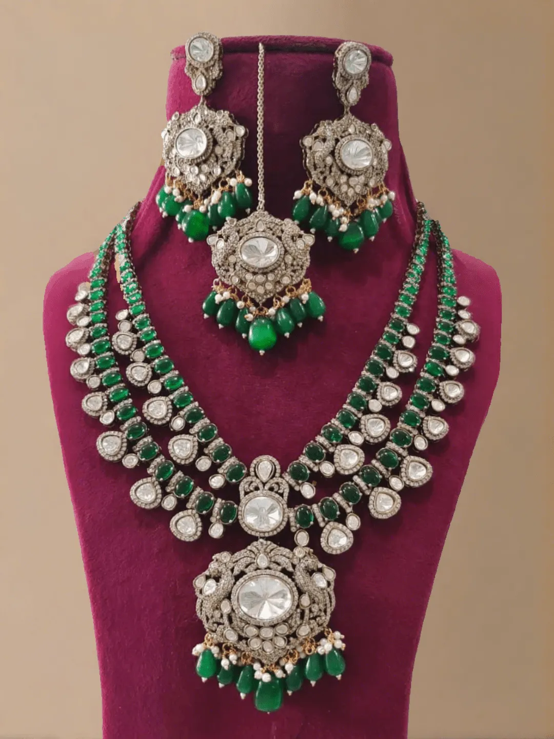 Isha Ambani Inspired Long Emerald Necklace