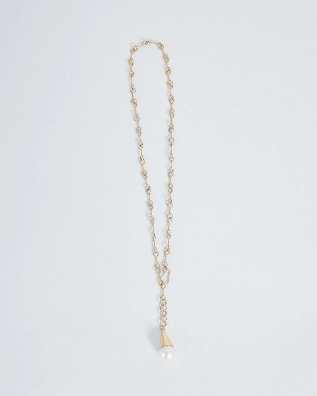 Jasmin Sparrow 'wave' pearl drop chain necklace, gold