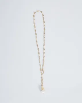 Jasmin Sparrow 'wave' pearl drop chain necklace, gold