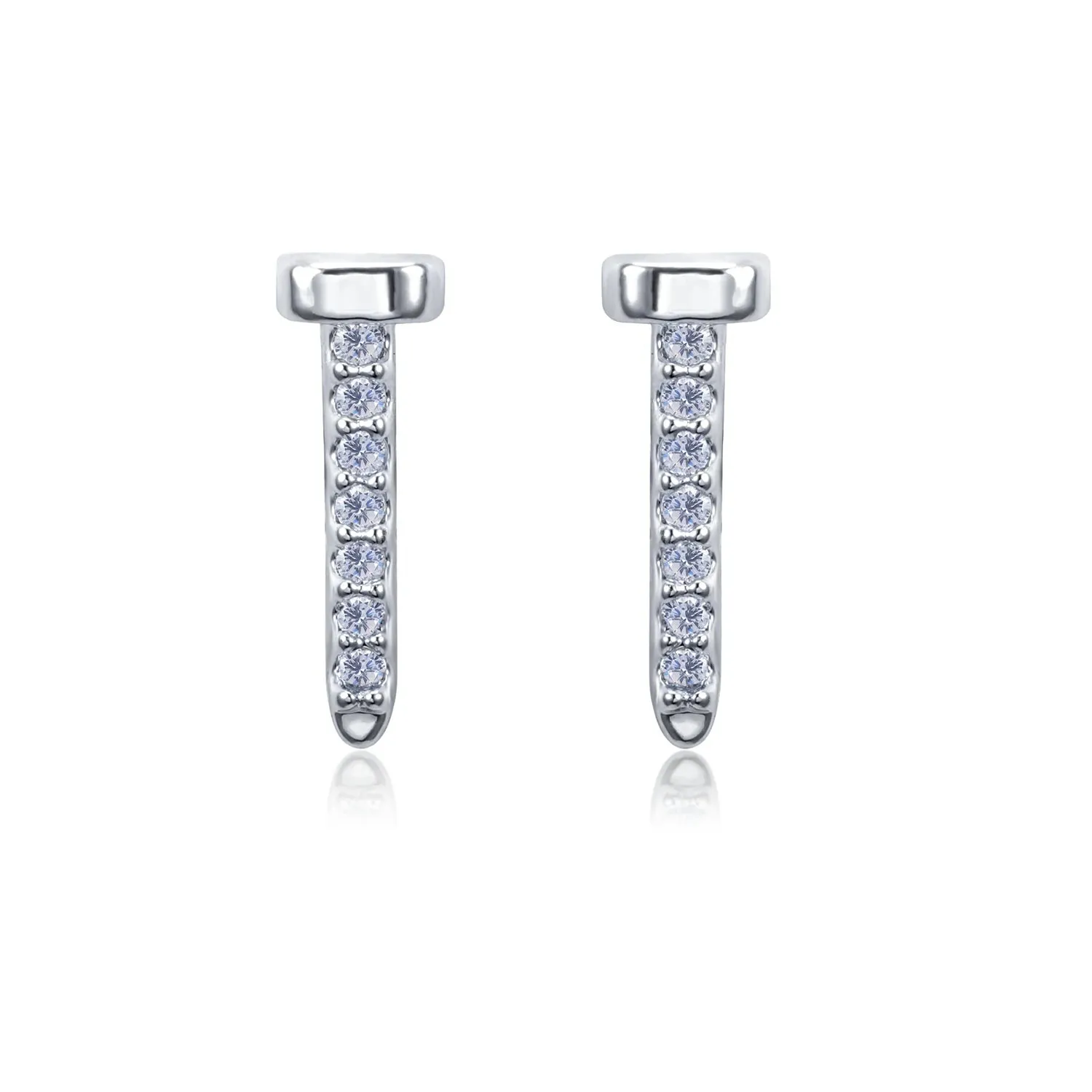 Jenny Danity CZ Silver Nail Stud Earrings