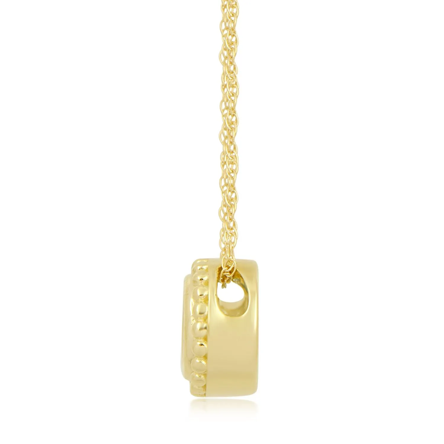 Jewelili 10K Yellow Gold 5 MM Citrine Pendant Necklace, 18" Rope Chain