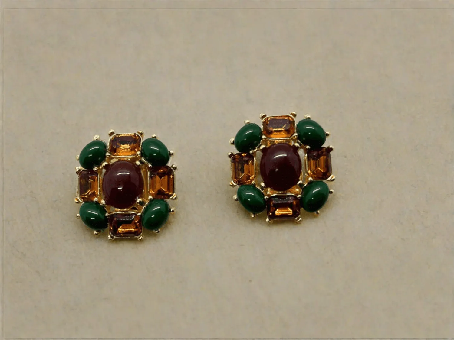 Joan Rivers Autumn Colors Cabochon Clip On Earrings