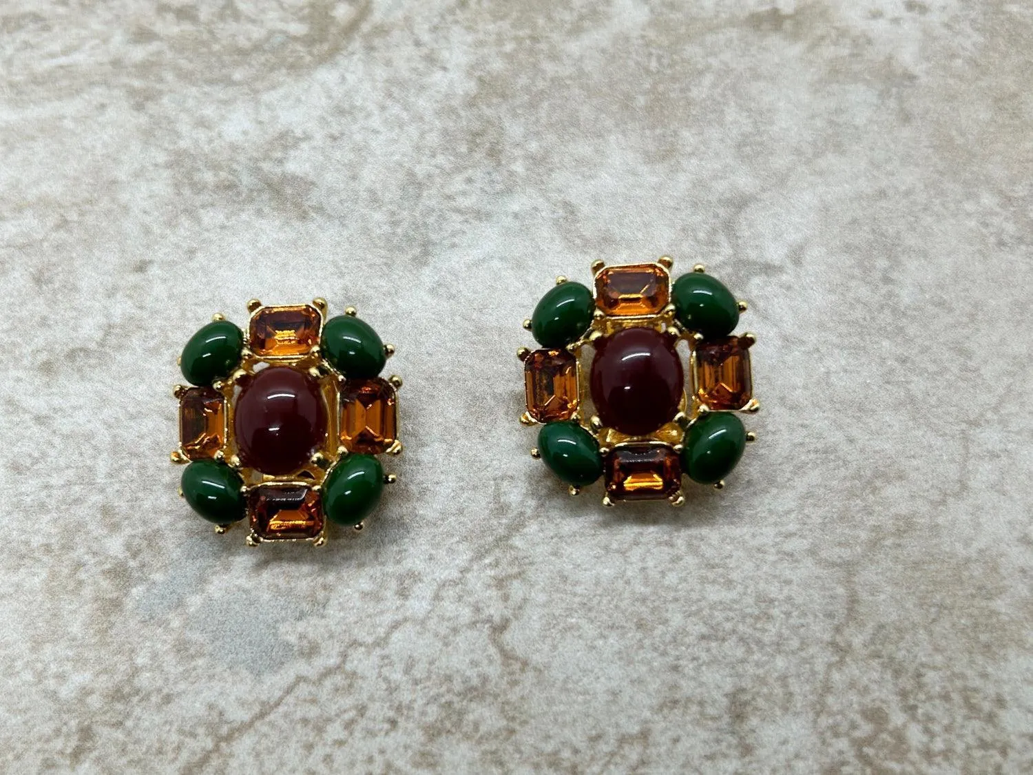 Joan Rivers Autumn Colors Cabochon Clip On Earrings