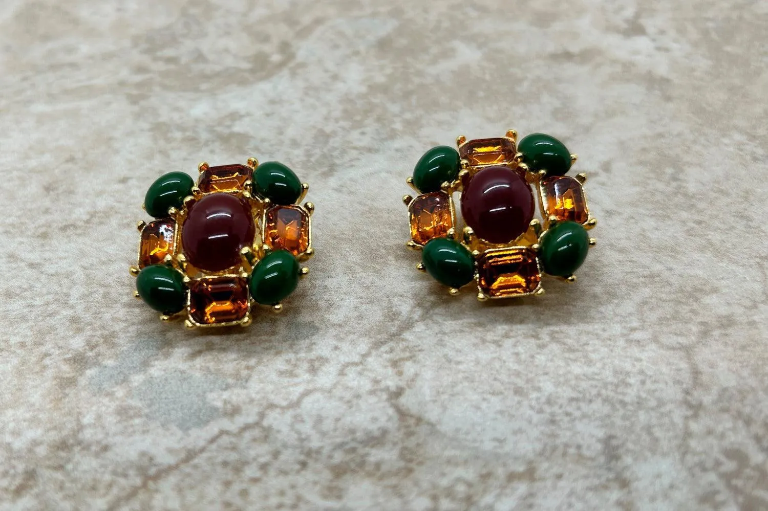 Joan Rivers Autumn Colors Cabochon Clip On Earrings