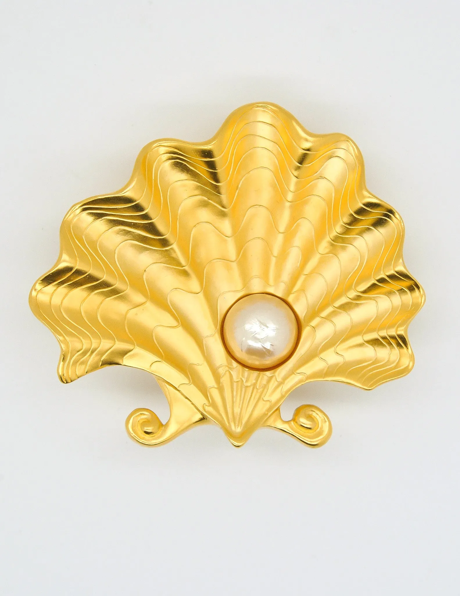 Karl Lagerfeld Vintage Pearl and Oyster Shell Brooch