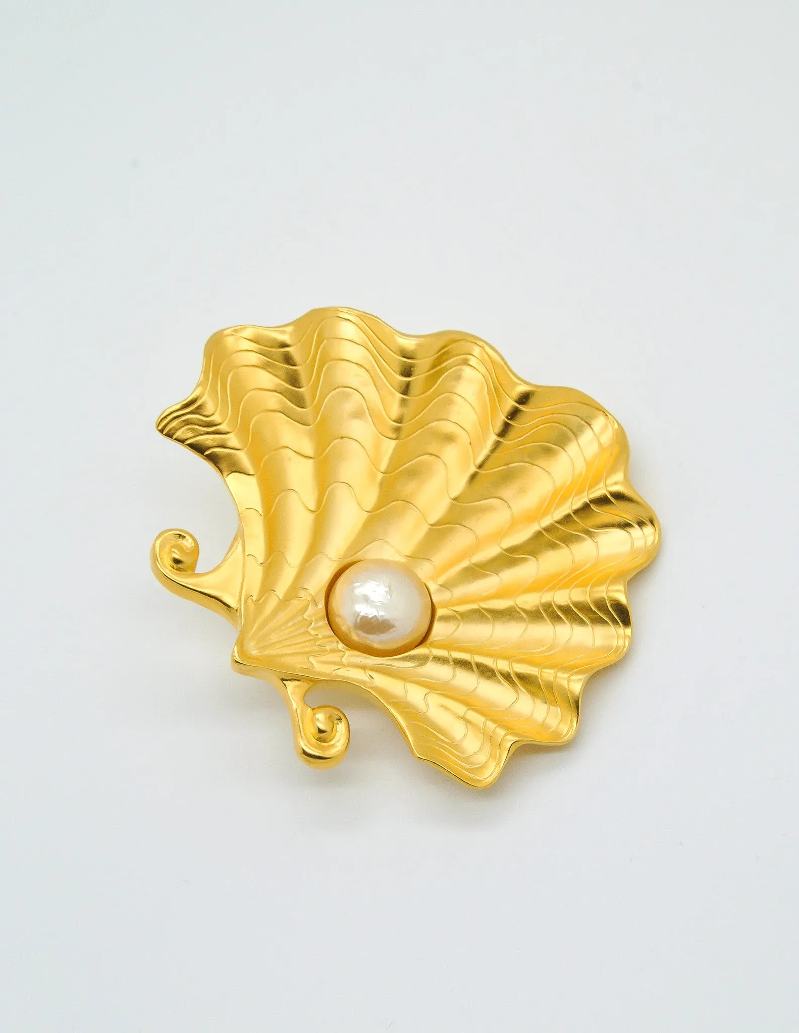 Karl Lagerfeld Vintage Pearl and Oyster Shell Brooch