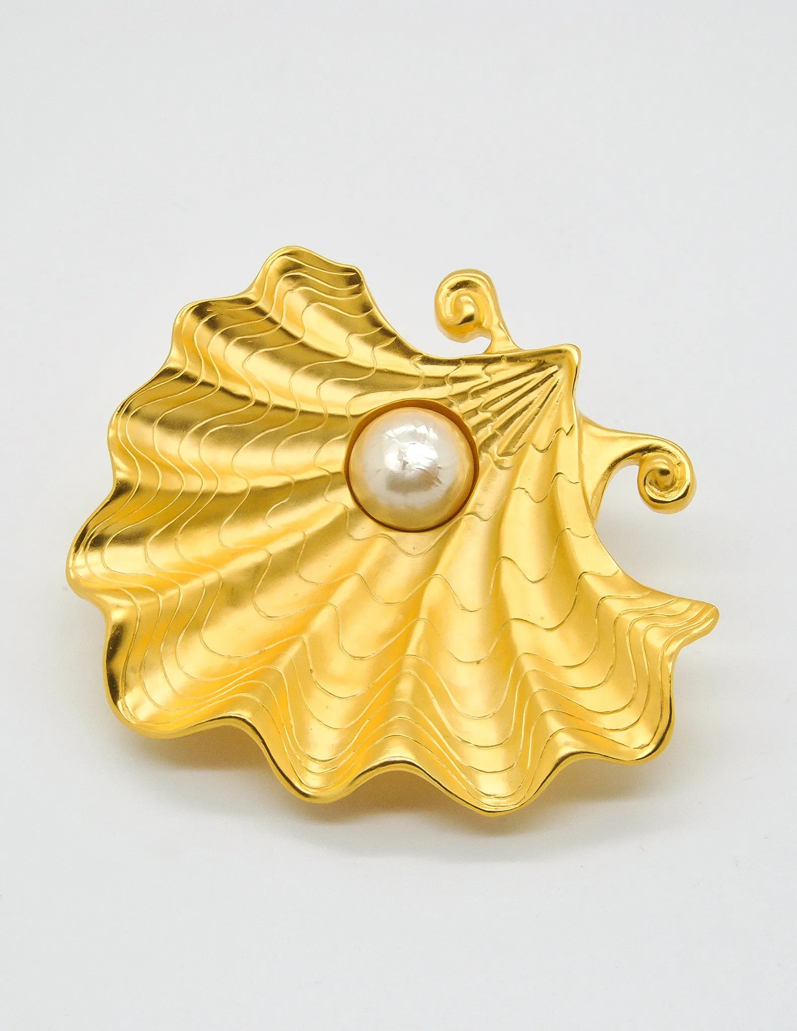 Karl Lagerfeld Vintage Pearl and Oyster Shell Brooch