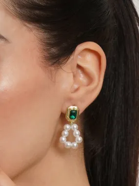 Klissaa Emerald Pearl Drop Earring