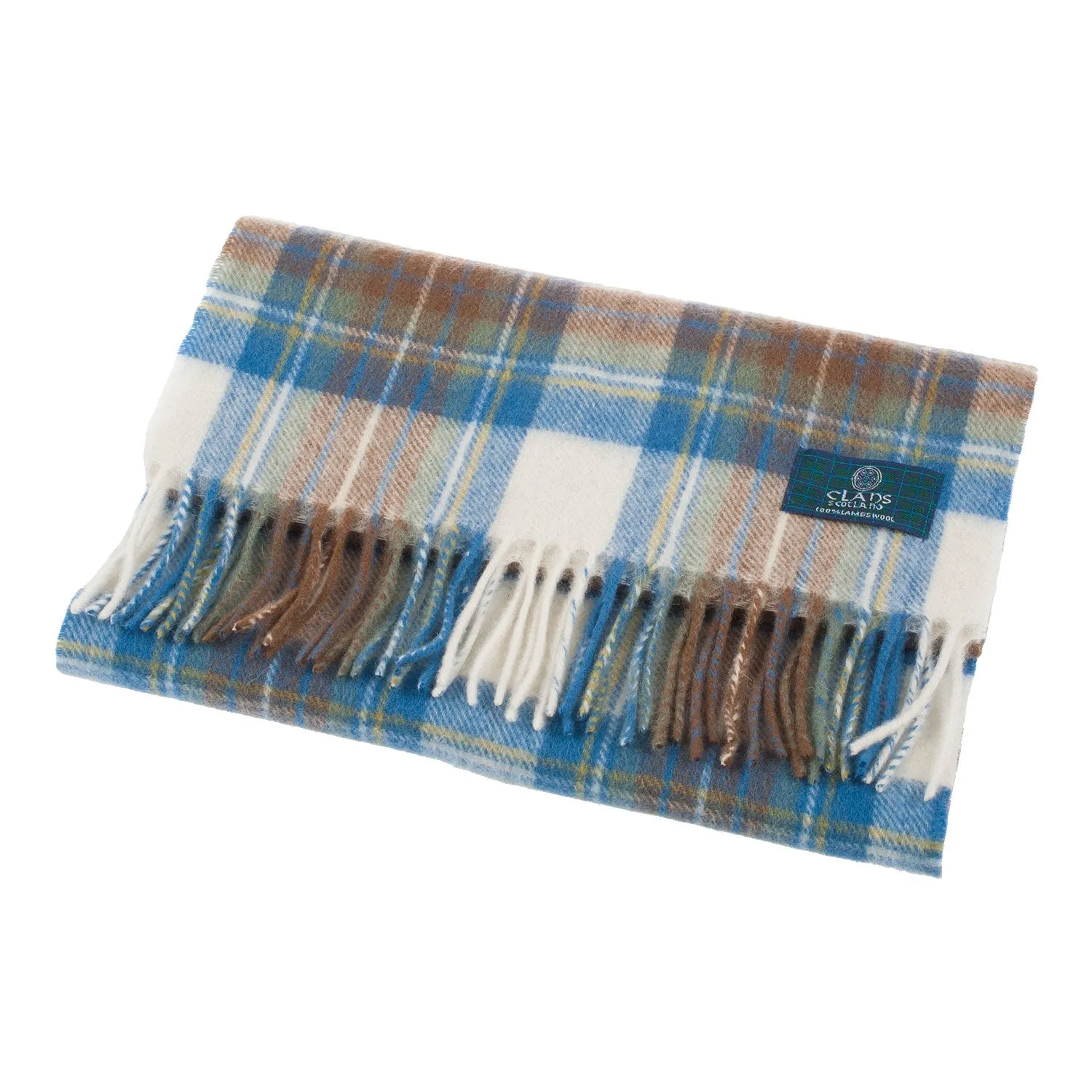 Lambswool Scottish Tartan Clan Scarf  Stewart Muted Blue