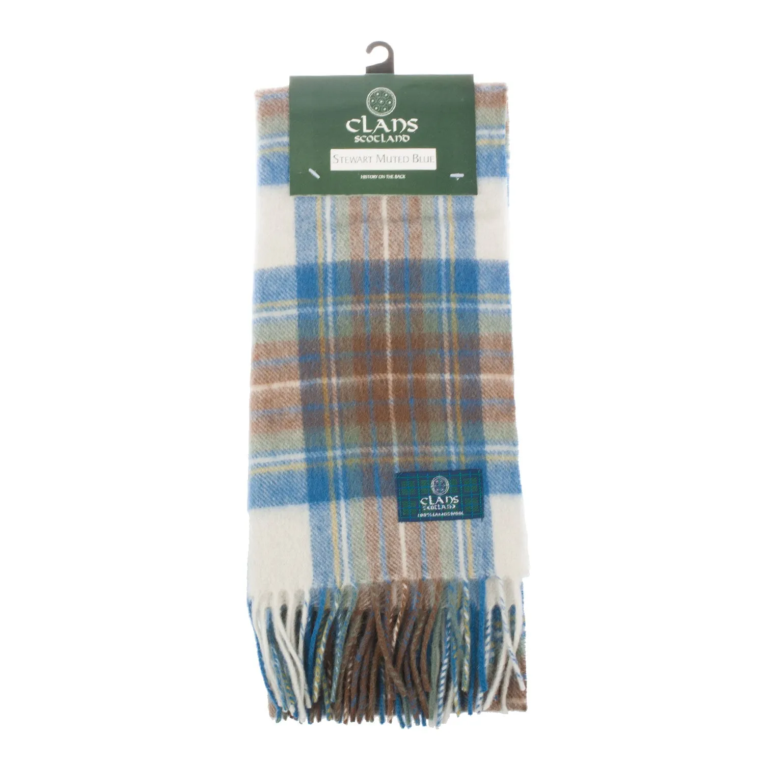 Lambswool Scottish Tartan Clan Scarf  Stewart Muted Blue