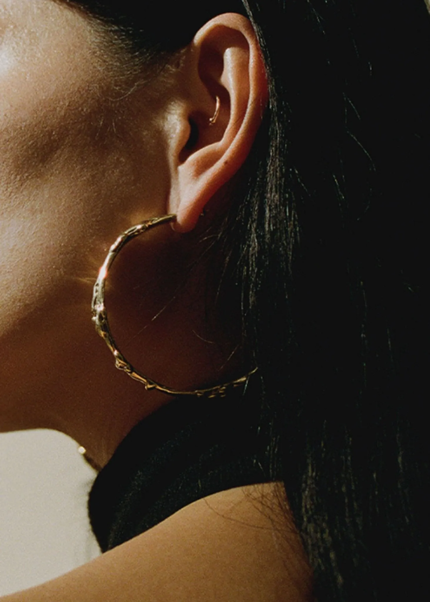 Large Lava Hoops in Bronze