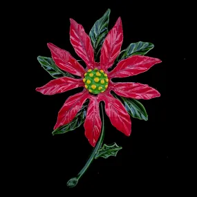 Late 60s/ Early 70s Enamel Poinsettia Brooch