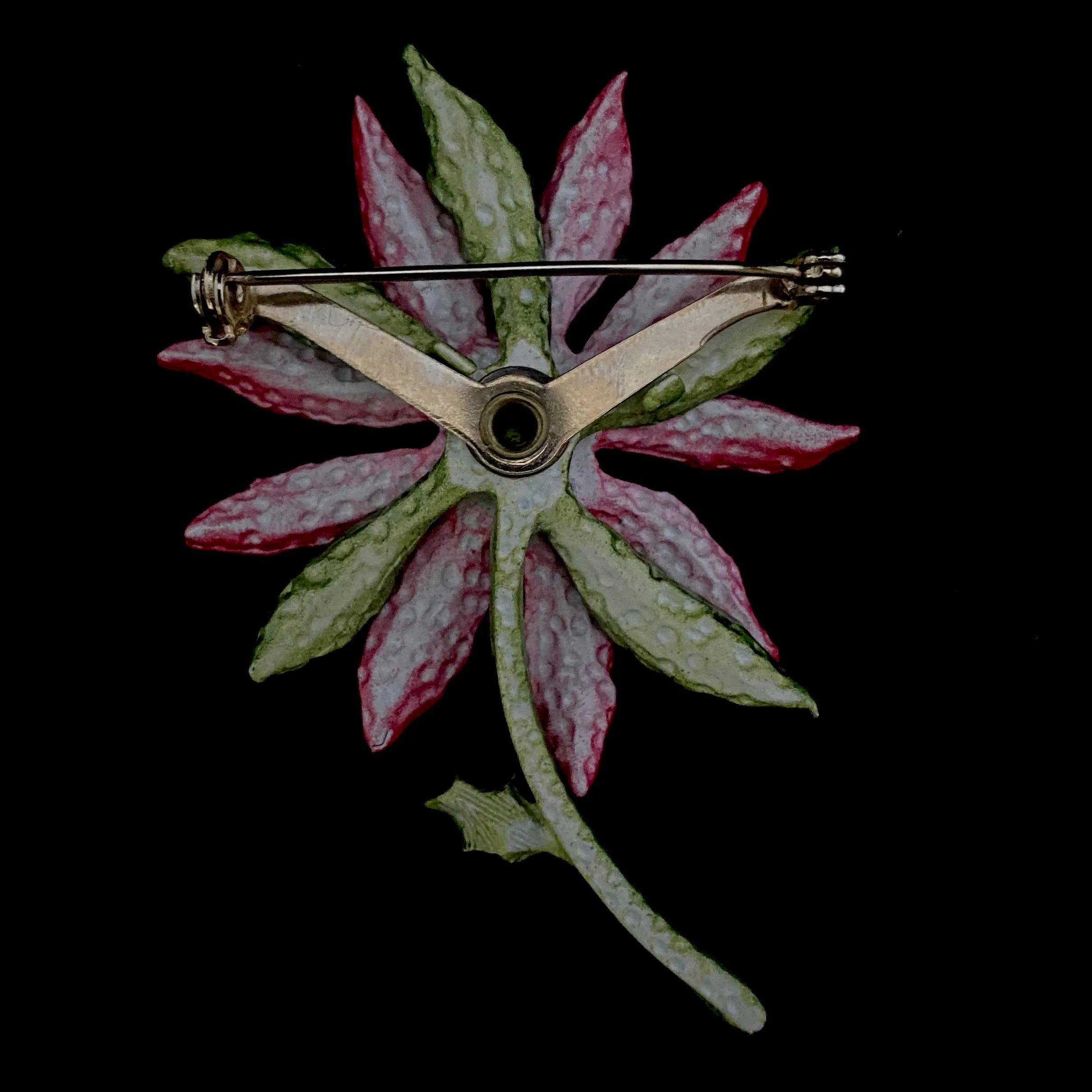 Late 60s/ Early 70s Enamel Poinsettia Brooch