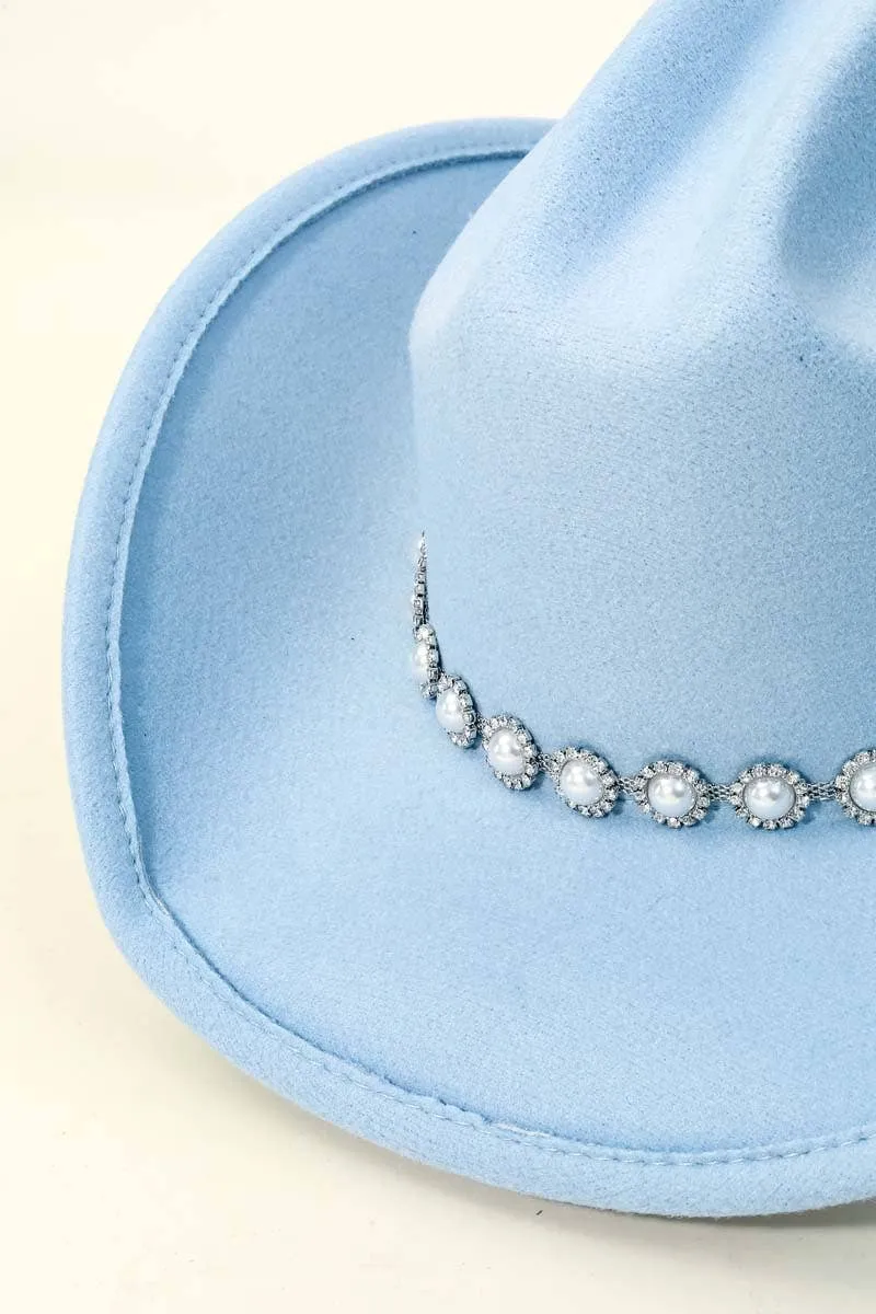 Lavender Pearl Studded Cowboy Hat