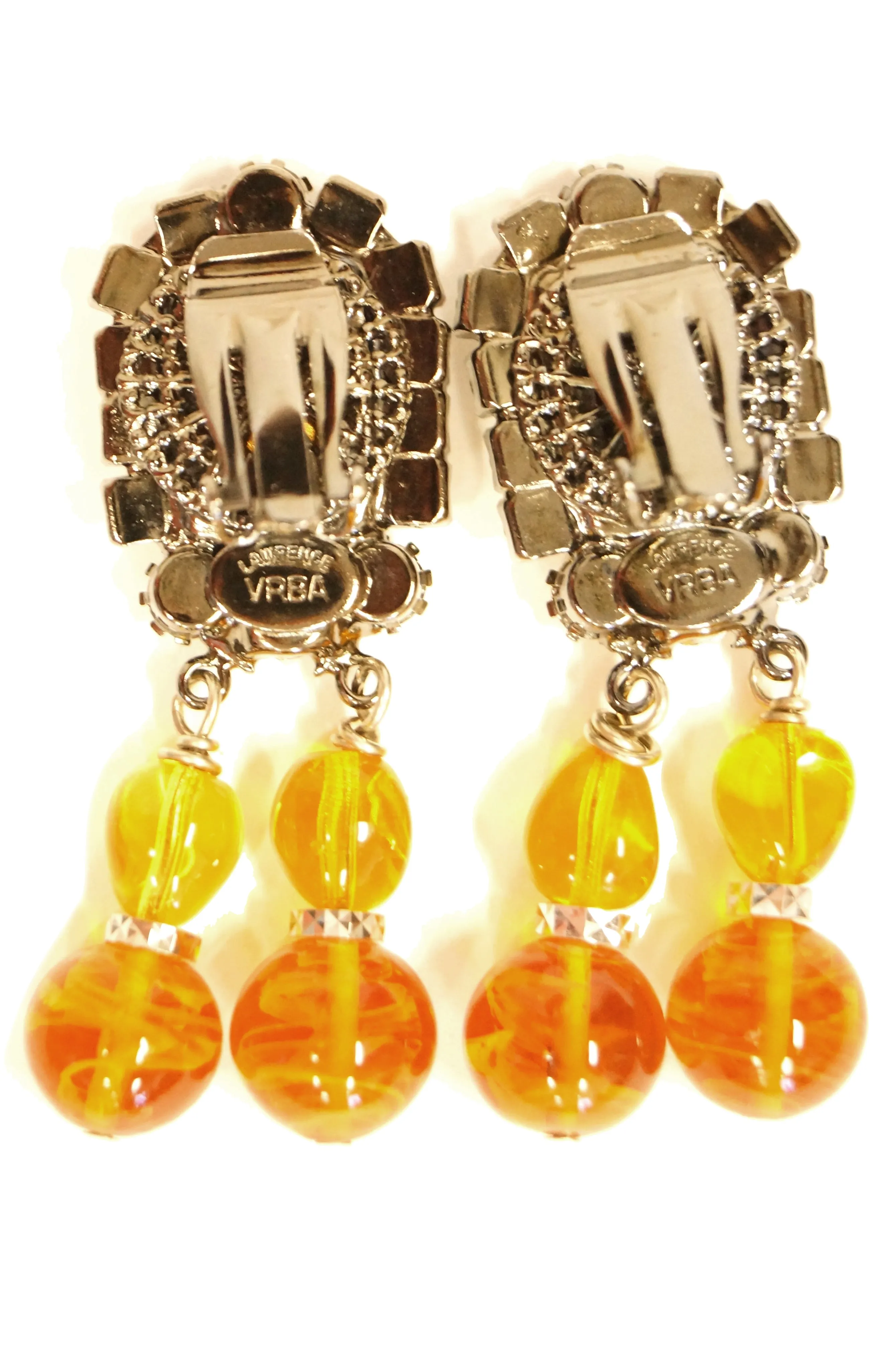 Lawrence Vrba Citrine Glass Statement Necklace and Earrings Set